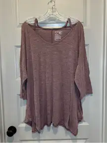 Terra & Sky Purple V Neck 3/4 Sleeve Top size 2X