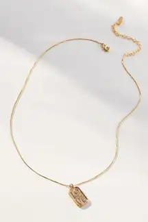 NEW Anthropologie Love Dog Tag Necklace 14K Gold Plated Adjustable Chain