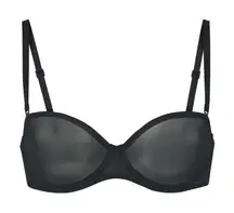 NWT Skims Ulta Fine Mesh Strapless Bra Onyx Black Sheer sz 36B