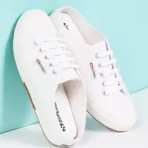 Superga Womens 2402 Rope Mule Sneaker White Sabot Low Heel Sneakers Cotton EUC