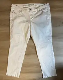 Torrid‎ Denim First At Fit Boyfriend Crop White Jeans - Size 18 - Frayed Hem