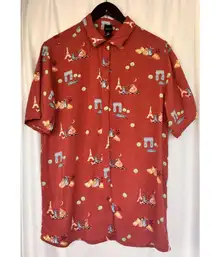 Disney Pixar Shirt Womens M Ratatouille Remy Short Sleeve Button Down Nostalgia