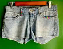 CLEARANCE! Women's Levi's "Shorty Short"‎ Denim Cutoff Shorts Embroidered