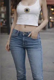 PAIGE Vertigo Crop Jeans Women’s 25 Low Rise Skinny Y2K Blue Denim