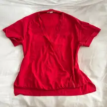Cooper & Ella Red V-Neck Chiffon Blouse Size 8 Lightweight Work Top