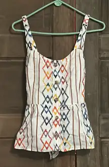 Anthropologie Current Air Los Size‎ Large Rainbow and White Tank Top