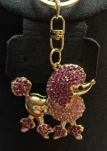 1pc Rhinestone Poodle Dog Keychain Cute Animal Alloy Key Chain Ring Bag Backpack