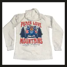 Simply Southern Hoodie Small Peace Love Mountains Jeep Dog Graphic Pullover Gray