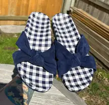 Draper James Stella navy Sandals‎ size 8 checkered spring cottagecore summer