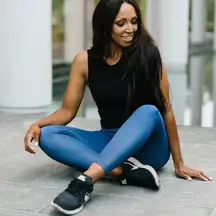 Zyia Blue Metallic Light n Tight Hi-Rise Leggings 7/8 24” Size 6-8 85