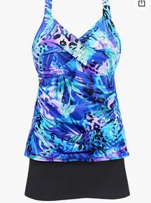 Women’s  Floral Tankini Set Ruched Modest Two Piece S