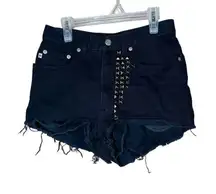 Vintage High Sierra Black Denim Studded Shorts Size 6