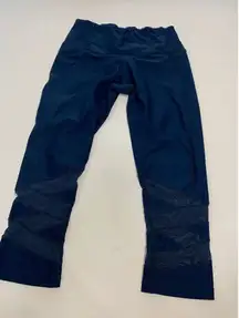 Apana Women's Jegging Pull On Pants Elastic Waist Blue Mesh Hem Small