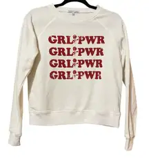 Rebecca Minkoff Cream Girl Power Print Pullover Sweatshirt XS Womens Graphic