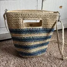 Blue and Tan Woven Women's Bag