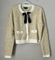 URBAN REVIVO Size XL Cropped Button Front Cardigan Sweater  Pearl Buttons