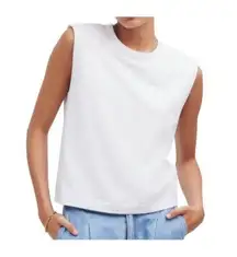 Madewell Womens Structured Muscle Tee Sleeveless White Cropped Tank Top Size L