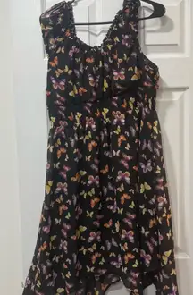 Women Dress - Black with Colorful‎ Butterfly Design