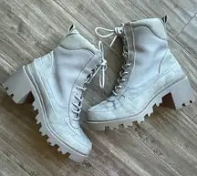 JustFab Gray Combat Boots Chunky Lug Sole Lace-Up Women’s 6.5 Ember Gorpcore‎