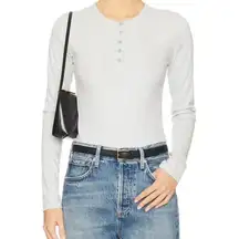 NWT Weworewhat Longsleeve Crewneck Henley Bodysuit Buttons XS Heather Grey #3550