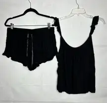 Ugg 2-Piece Pajamas Shorts / Tank Shirt Black Sz Large Drawstring Super Soft