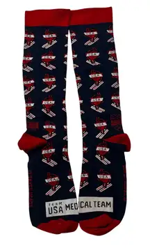 NEW Figs Team USA Medical Team Skiing Heart Olympic Navy Red Compression Socks L