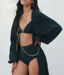 Jen’s Pirate Booty Metallic High Waist Swim Bottoms