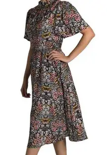 Julia Jordan Floral Ruffle Neck Midi Dress