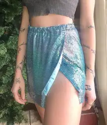 Sequin Slit Mini Skirt