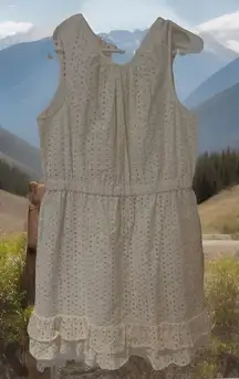 NWOT Y2K Women's Peter‎ Som Collection Eyelet Ruffle Dress Mini Flare Layered-12