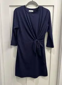 NWT  navy blue long sleeves dress with side tie detail, size medium