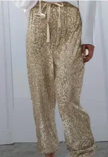 Women's Champagne Sequin Joggers sz medium