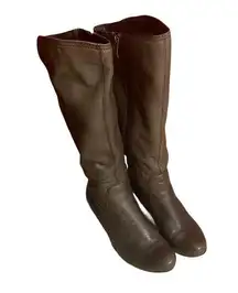 Jeffrey Tyler Brown Soft Leather Mid Calf Side Zipper Boots Women Sz 7.5