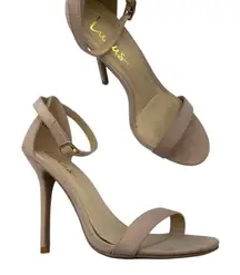 Lulus Pink Faux Suede Minimalist Heels Sandals Womens 7.5