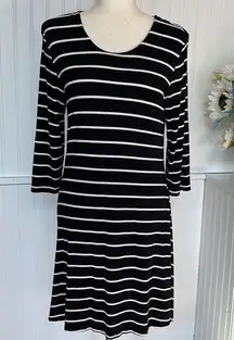 Arizona Jean CO. Dress 3/4 Sleeve Black White Striped Dress