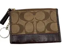 Coach  Brown Signature Canvas Cardholder / Coin Purse