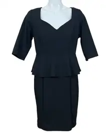 Black Peplum 1/2 Sleeve Midi Dress XL