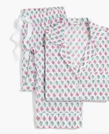 J Crew Cotton Pajama Set with Cropped Pant