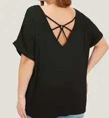 NWT! Black backless Roll sleeve cut out top size 14–16 or 1X