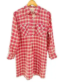 New Current Elliott Linen Cotton Blend Levee Western Plaid Shirt Dress Size 0