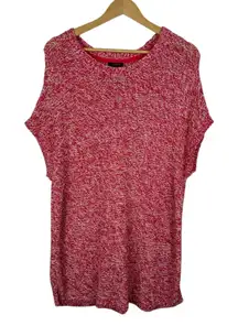 J‎ Jill Wearever Collection Womens Red Chunky Knit Sweater Sz L Short Sleeve