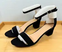 Lovmark Black Suede Ankle Strap Block Heel Women’s 10 Heels Dress Classic Office