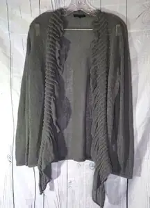 Eileen Fisher Rayon Linen Jersey Flutter Front Drapey Classic Cardigan XL