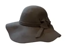 Grey‎ Wool Cloche Hat with Bow Womens Dress Church Funeral Party Formal Fancy