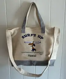 A Rare Snoopy Peanuts Goku Moni Hawaii Limited Large Tote Bag Suntan