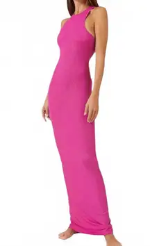 Skims Tank Maxi Dress Ribbed Racerback Soft Lounge Fuchsia Foil Women's Size 2X