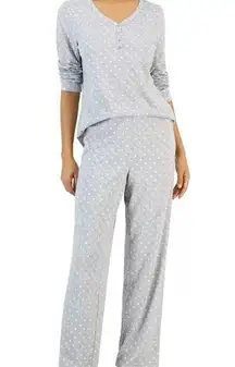 Charter Club  Soft Knit Pajama Set in Grey Heather Polka Dot Size  XXL