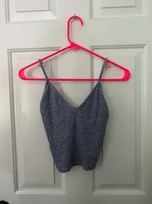 Blue Striped Crop Tank Top