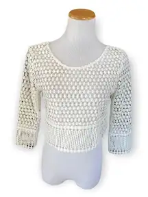 NWT Women Hot & Delicious Semi Sheer Lace Top - Sz S