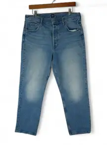 Gap Jeans Womens 32x26 Blue Cropped Ankle Cheeky Straight Button Fly High Rise